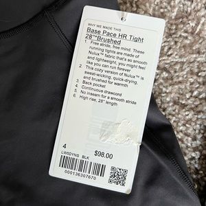 NWT Lululemon Base Pace High Rise Tight 28” *Brushed